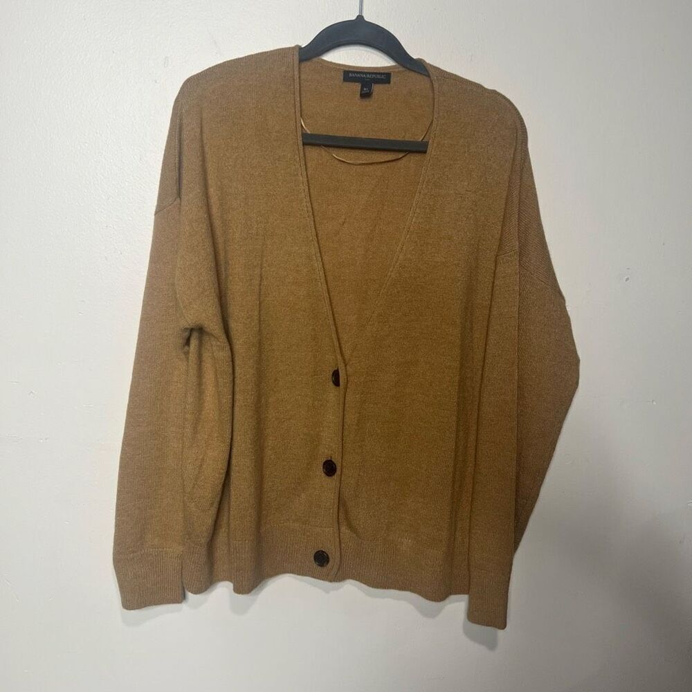 Banana Republic Camel Brown Tan Sweater Cardigan Button Sz XL
